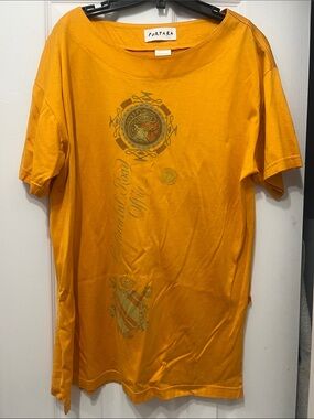 Woman  Golden Yellow Graphic Short-Sleeve Shirt